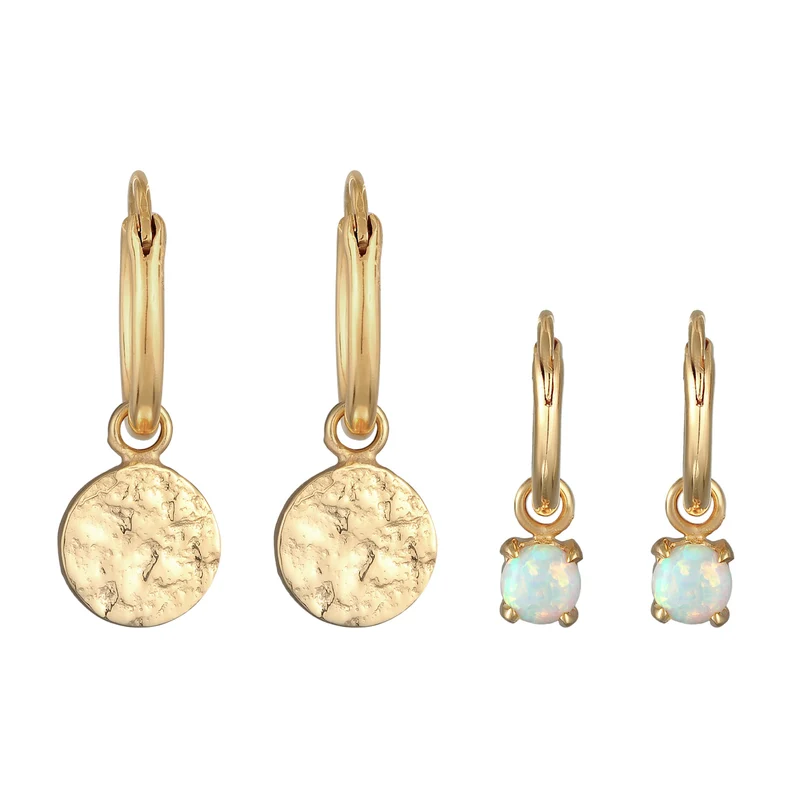 Ohrring-Set Plättchen Organic | Opal (Weiß)