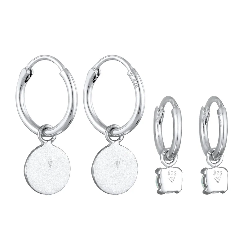 Ohrring-Set Plättchen Organic | Opal (Weiß)