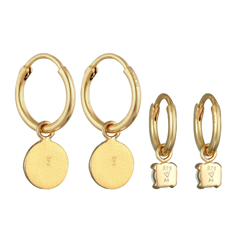 Ohrring-Set Plättchen Organic | Opal (Weiß)
