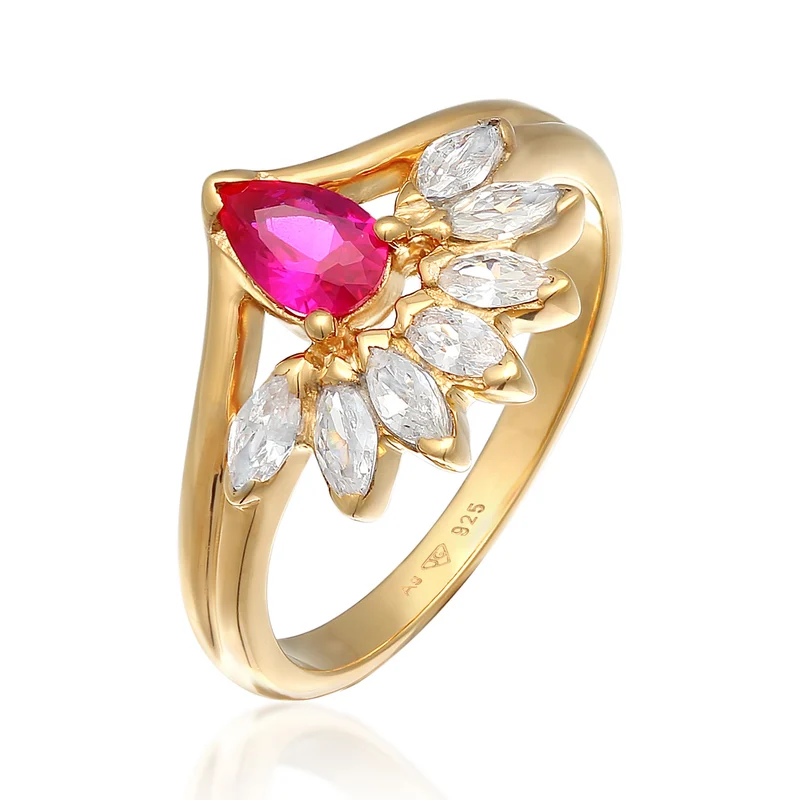 Ring Glamourös | Zirkonia, synth. Rubin (Weiß, Pink)