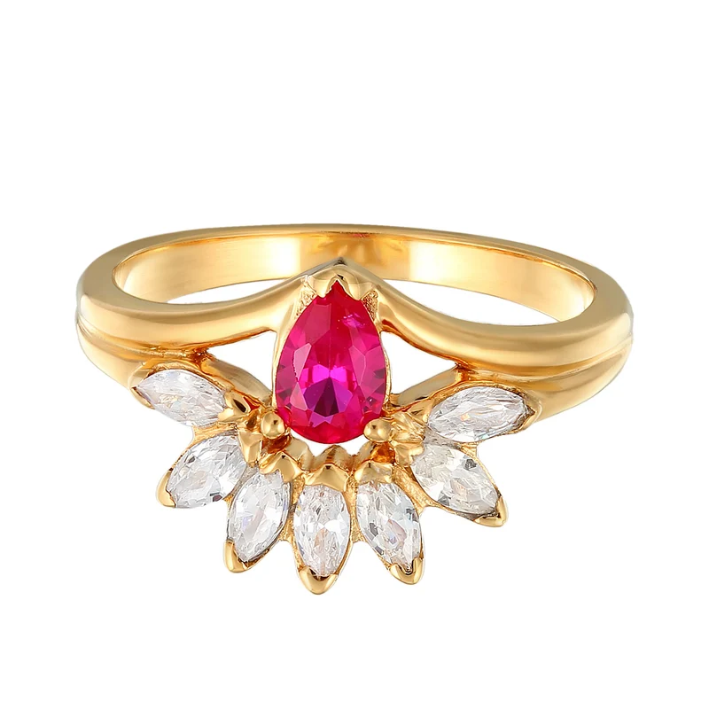Ring Glamourös | Zirkonia, synth. Rubin (Weiß, Pink)