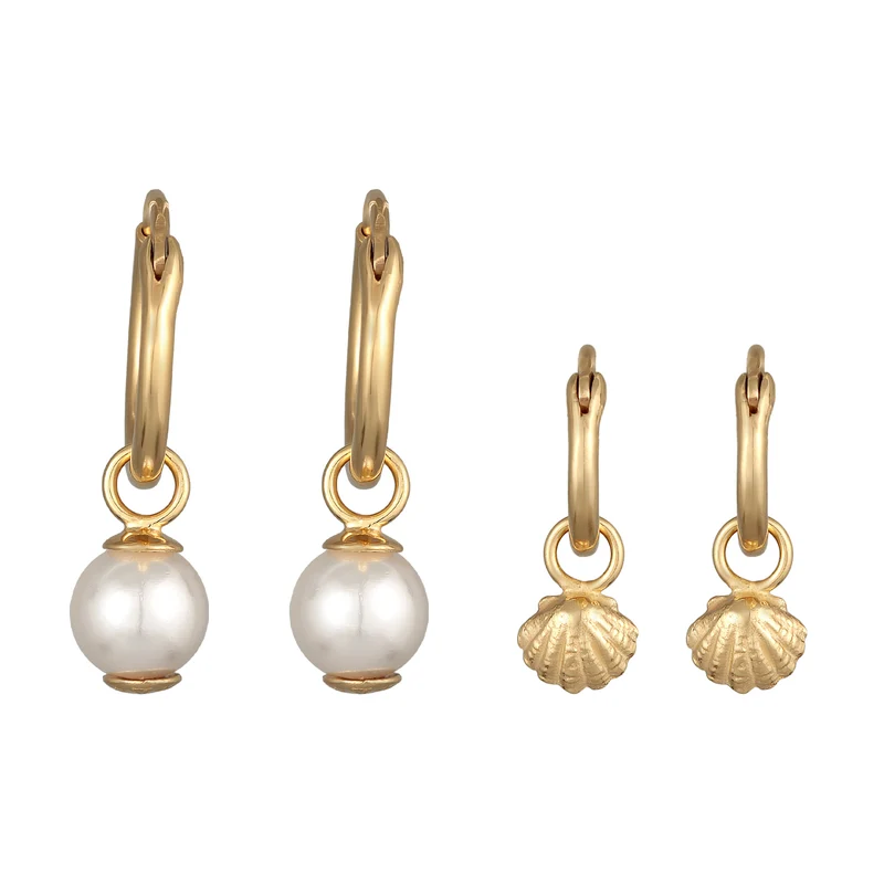 Ohrring-Set Muschel | Muschelkernperle
