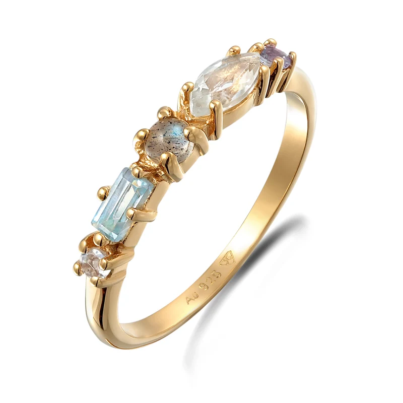 Memoire Ring | Amethyst (Hellgrün), Topas (Hellblau), Tansanit (Lila)