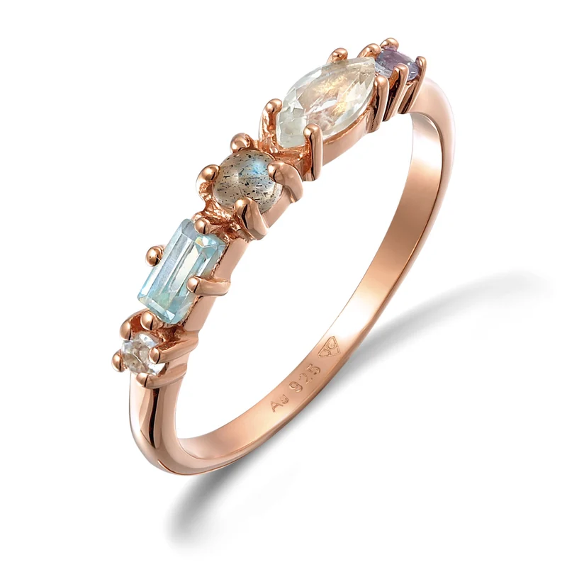 Memoire Ring | Amethyst (Hellgrün), Topas (Hellblau), Tansanit (Lila)