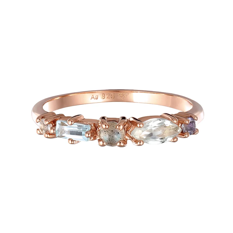Memoire Ring | Amethyst (Hellgrün), Topas (Hellblau), Tansanit (Lila)