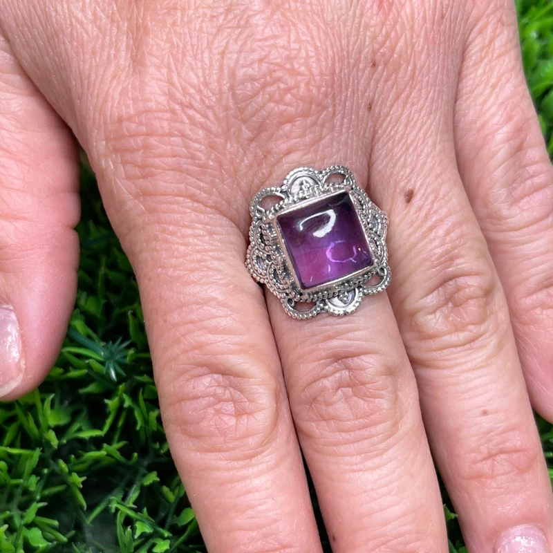 925 Silber Amethyst Ring #25