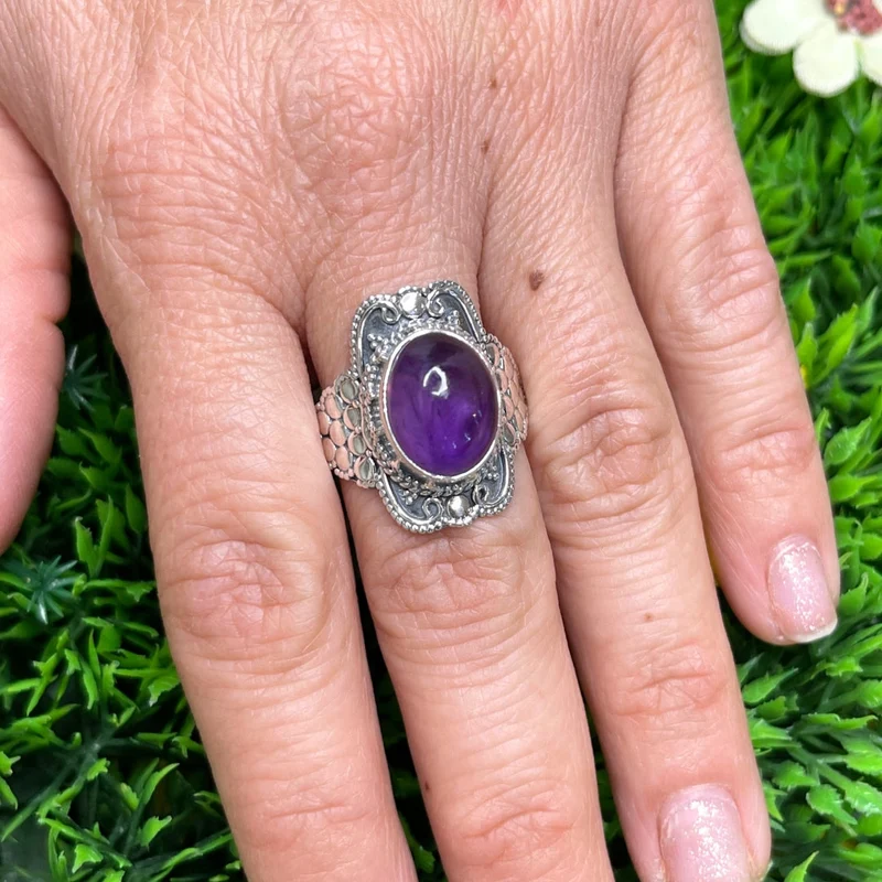 925 Silber Amethyst Ring #38