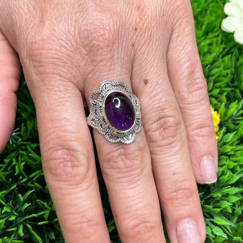 925 Silber Amethyst Ring #32