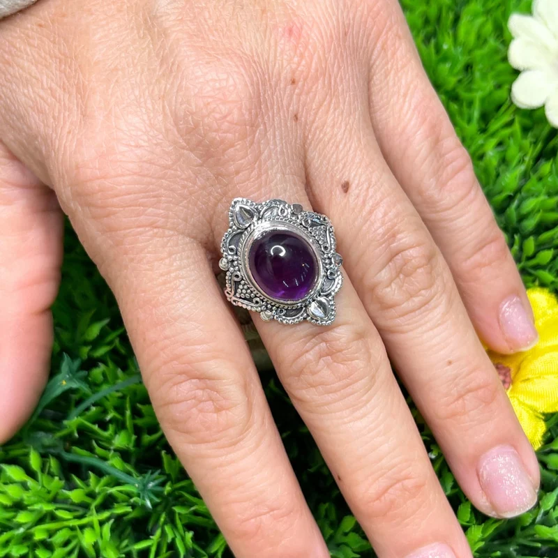 925 Silber Amethyst Ring #17