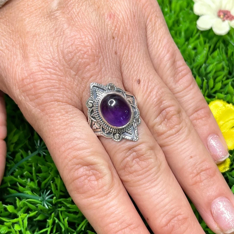 925 Silber Amethyst Ring #8