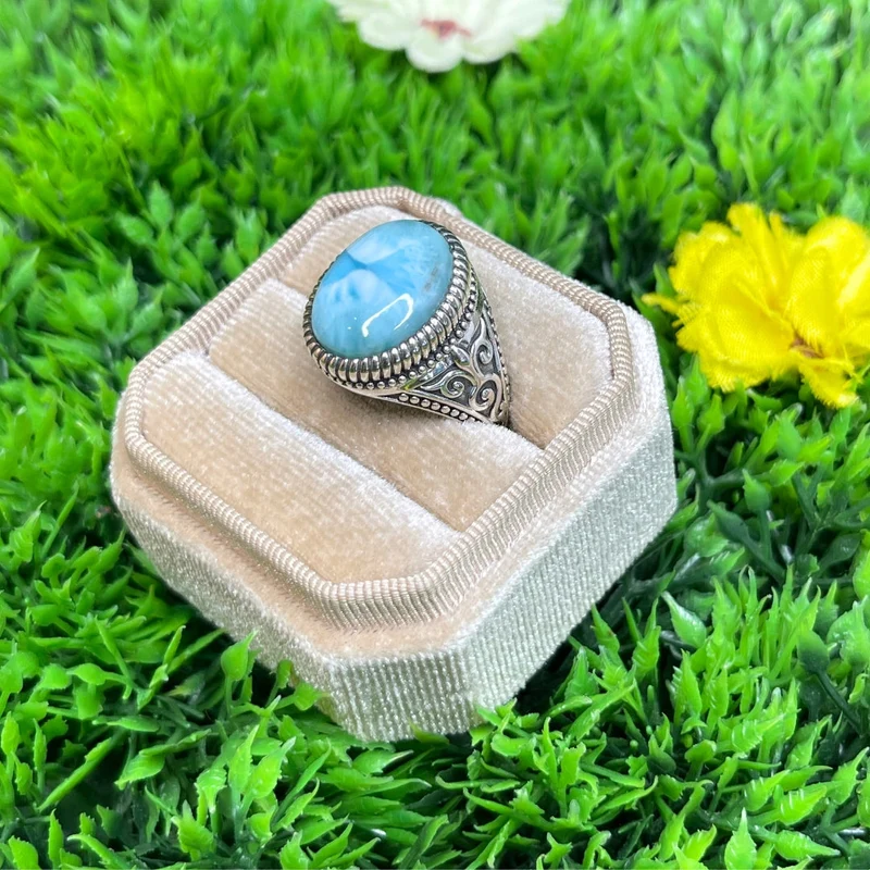 Keltischer Larimar-Silber-Siegelring Nr. 3