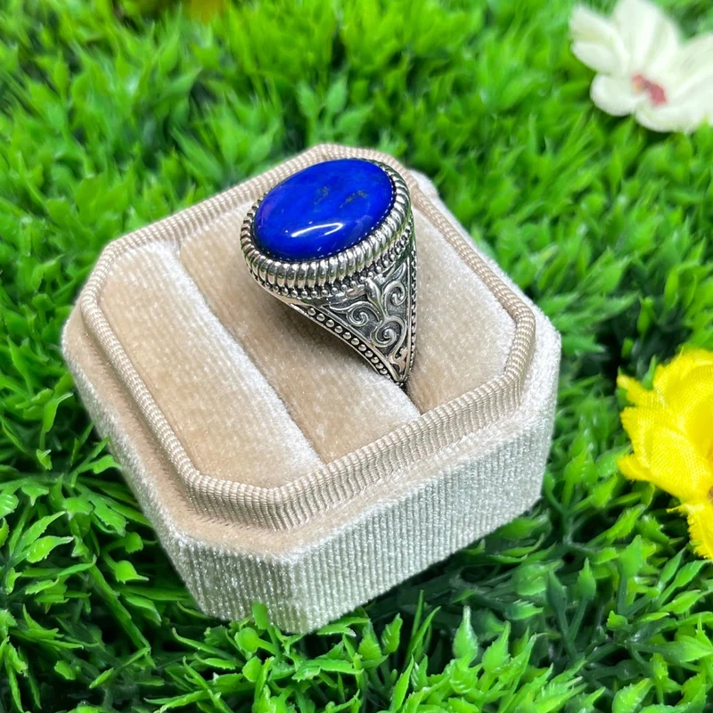 Keltischer Silber-Siegelring mit Lapislazuli Nr. 4