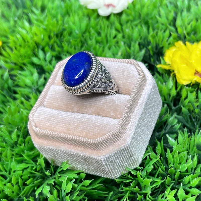 Keltischer Silber-Siegelring mit Lapislazuli Nr. 2