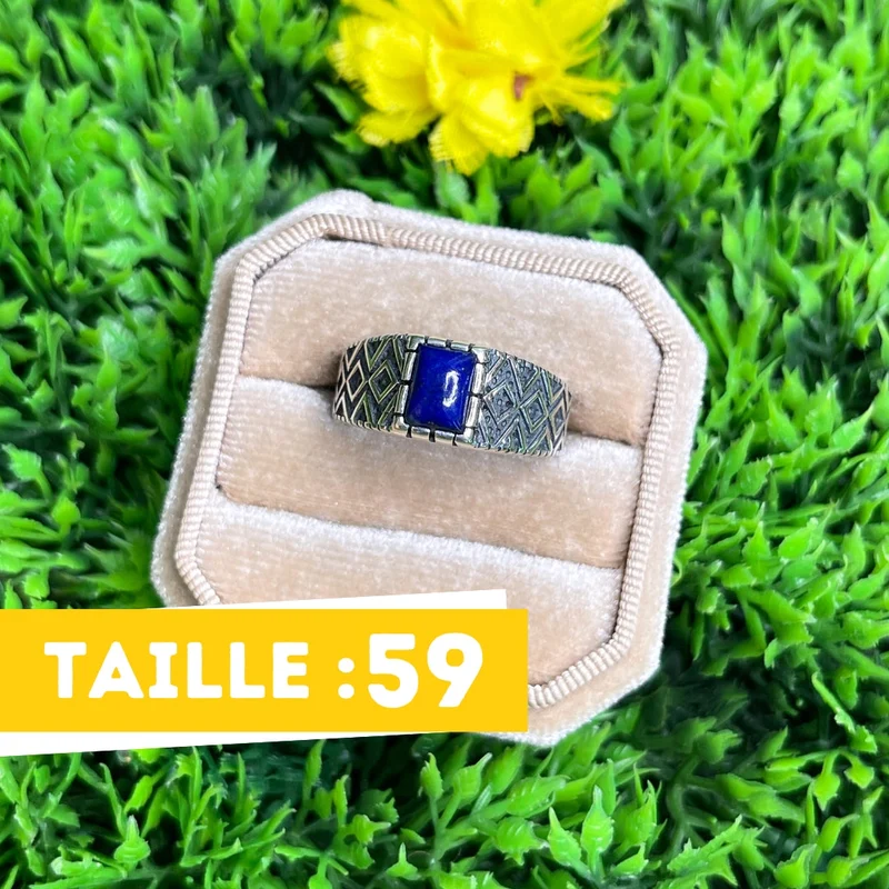 Silberner Lapislazuli-Diamant-Siegelring Nr. 2