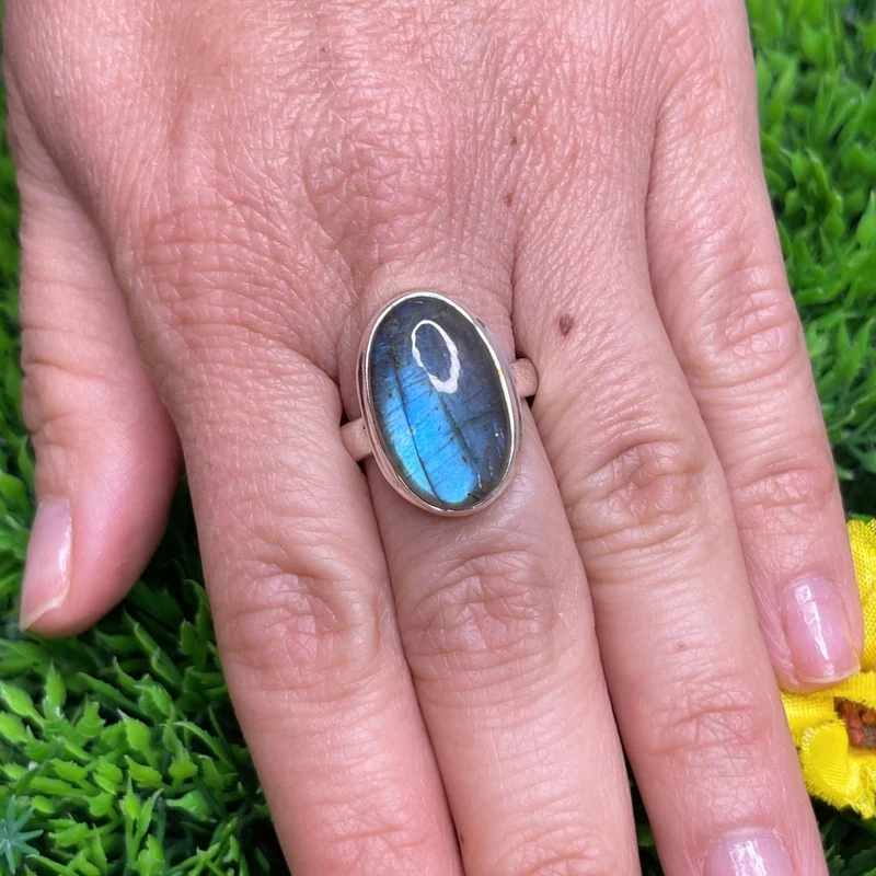 Bluefire Labradorit-Silberring Nr. 175