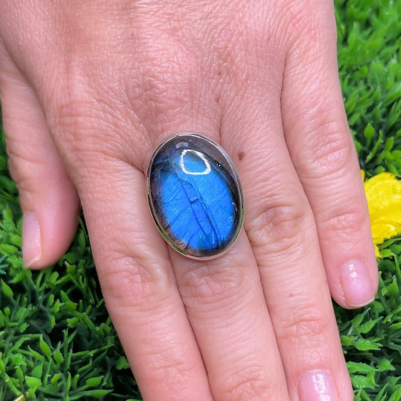 Bluefire Labradorit-Silberring Nr. 168