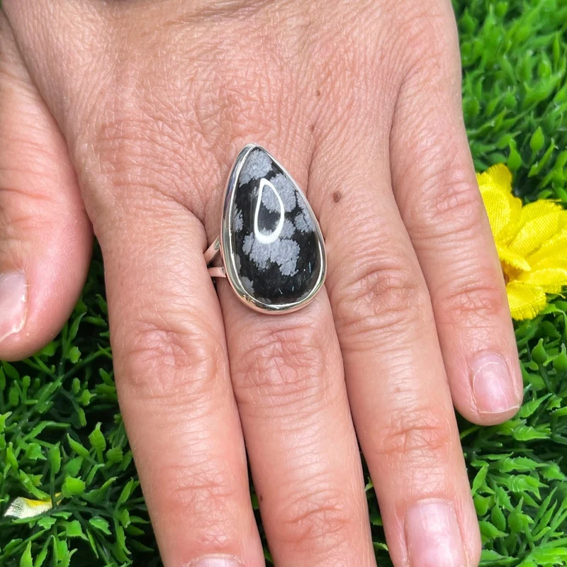 Schneeflocken-Obsidian-Ring #4