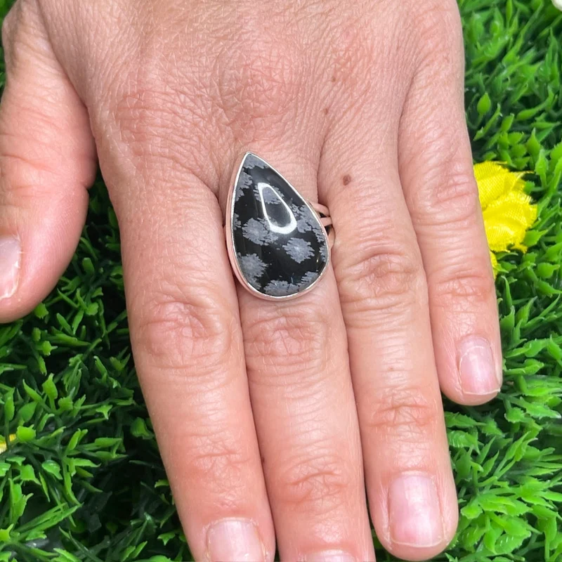 Schneeflocken-Obsidian-Ring #2