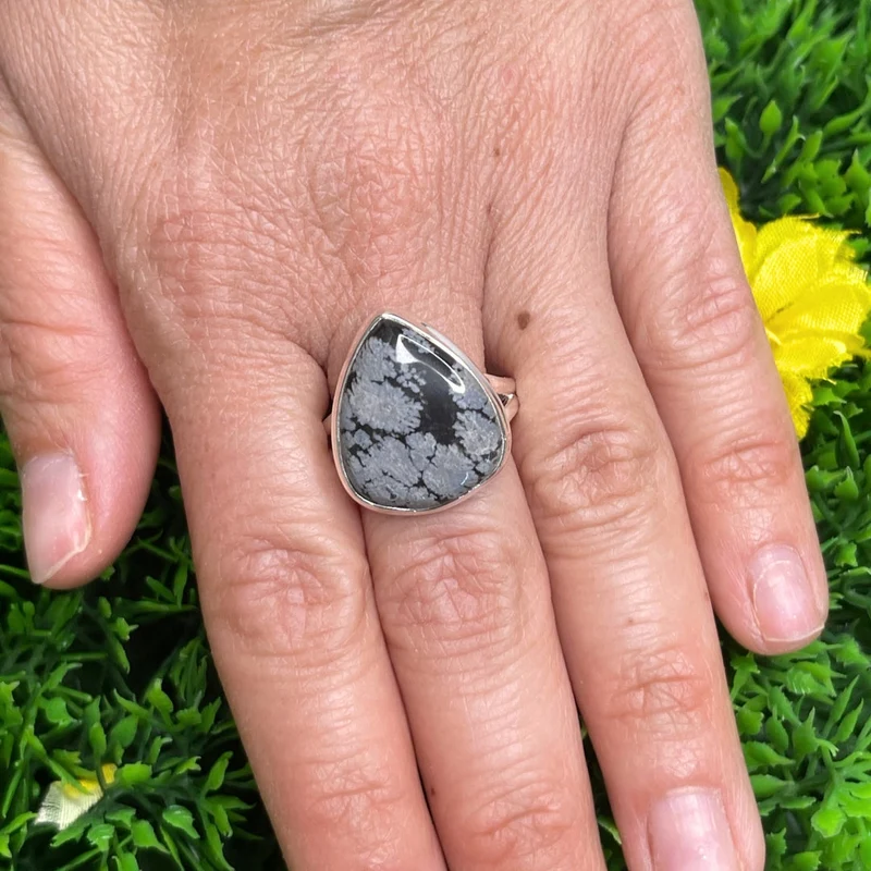 Schneeflocken-Obsidian-Ring #5