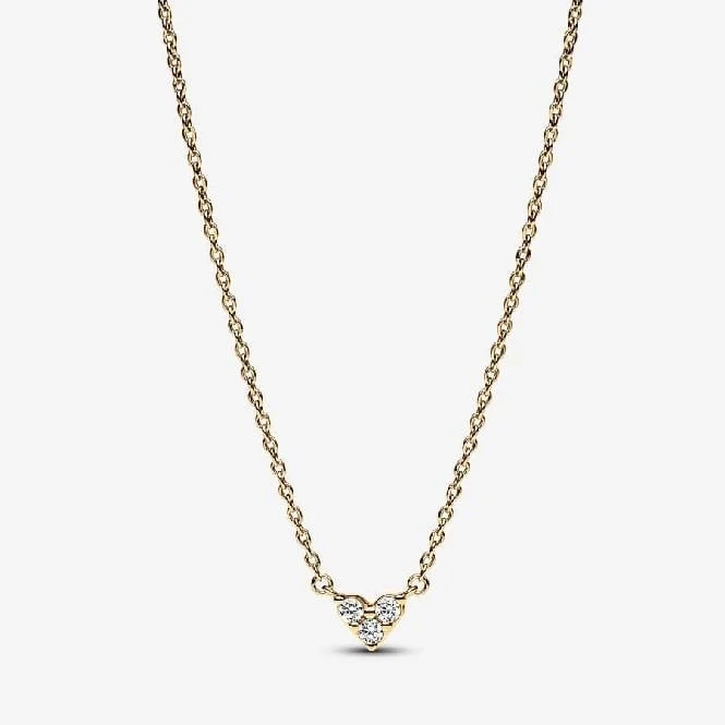 Gold Triple Stone Heart Collier Necklace, 45cm