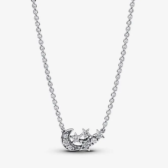 Sparkling Moon & Star Collier Necklace, 45cm