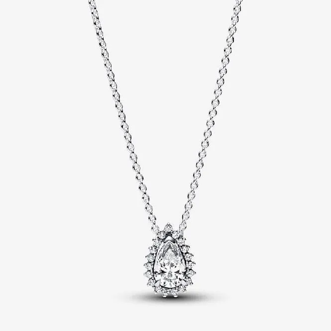 Sparkling Pear Halo Collier Necklace, 45cm