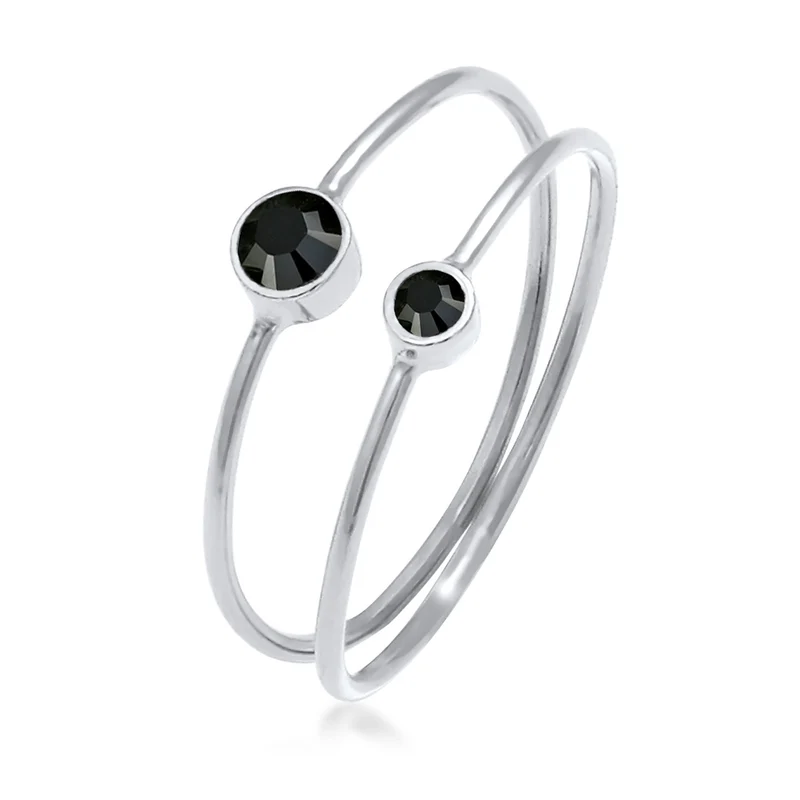 Solitär-Ring | Kristall ( Schwarz )