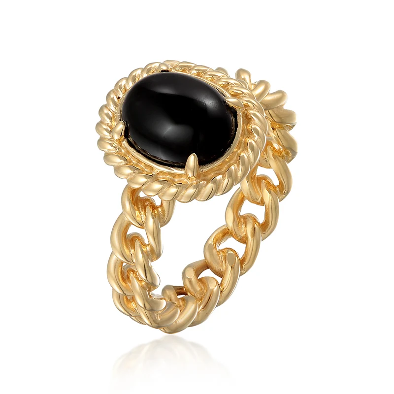 Solitär-Ring Chain Look | Onyx (Schwarz)