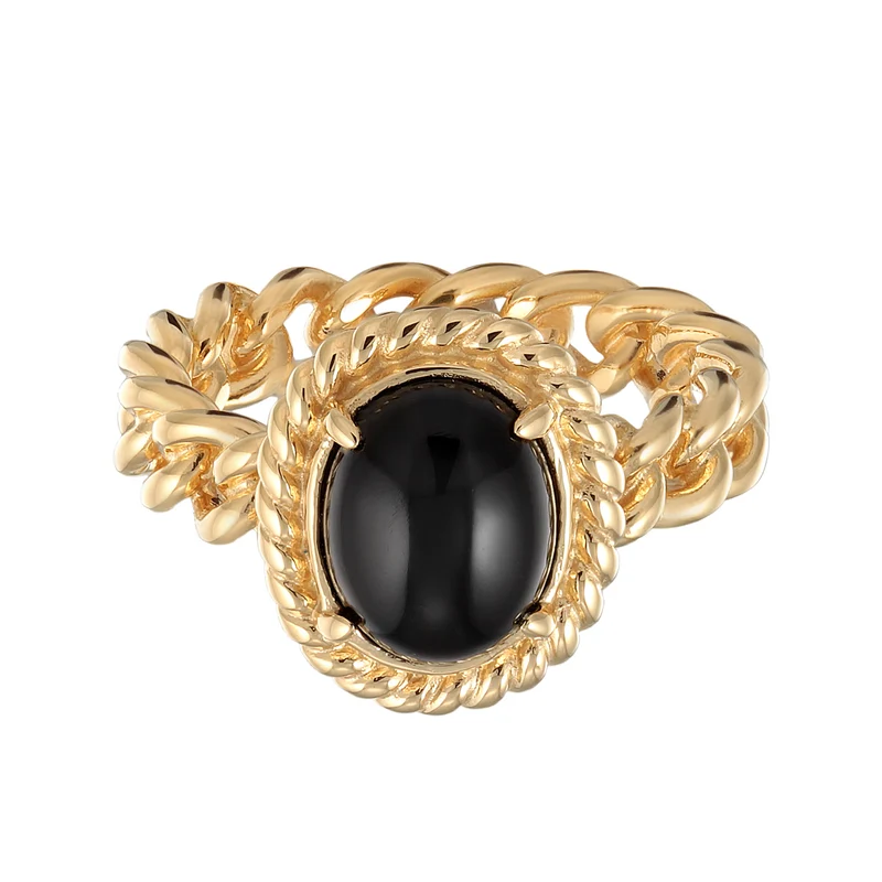 Solitär-Ring Chain Look | Onyx (Schwarz)