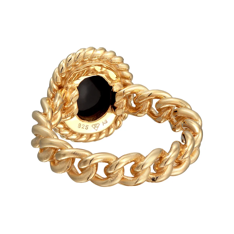 Solitär-Ring Chain Look | Onyx (Schwarz)