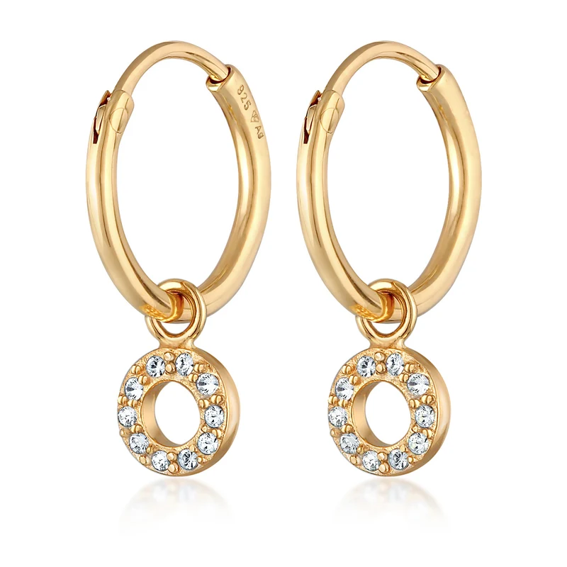 Creolen Kreis Anhänger | Mit Kristallen von Swarovski® (Weiß)