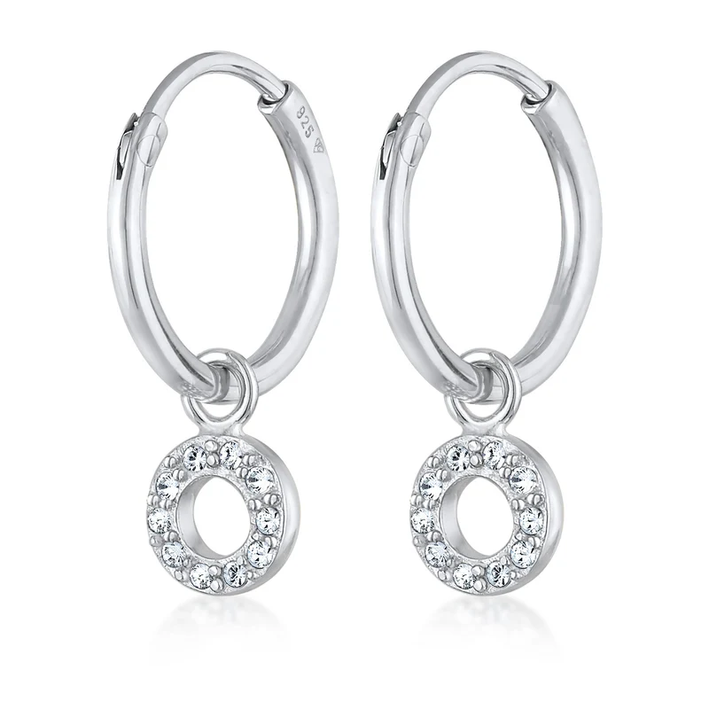 Creolen Kreis Anhänger | Mit Kristallen von Swarovski® (Weiß)