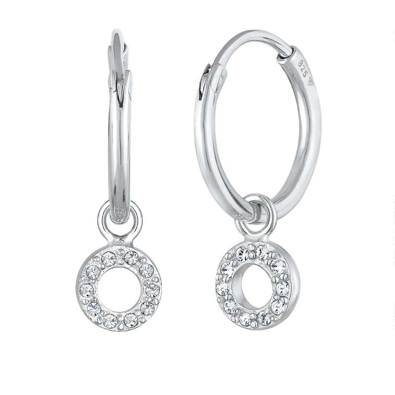 Creolen Kreis Anhänger | Mit Kristallen von Swarovski® (Weiß)