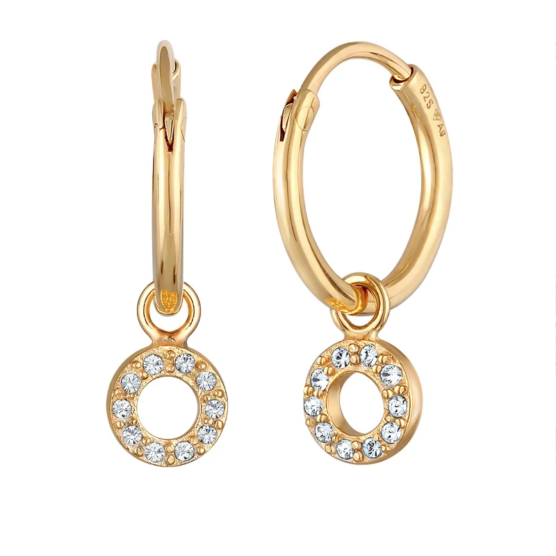 Creolen Kreis Anhänger | Mit Kristallen von Swarovski® (Weiß)