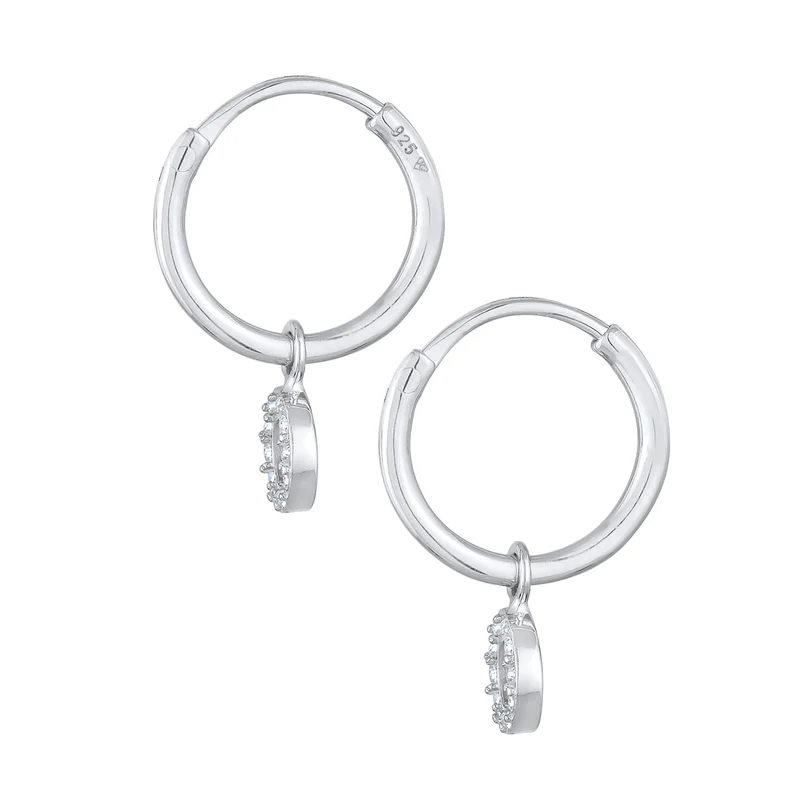 Creolen Kreis Anhänger | Mit Kristallen von Swarovski® (Weiß)