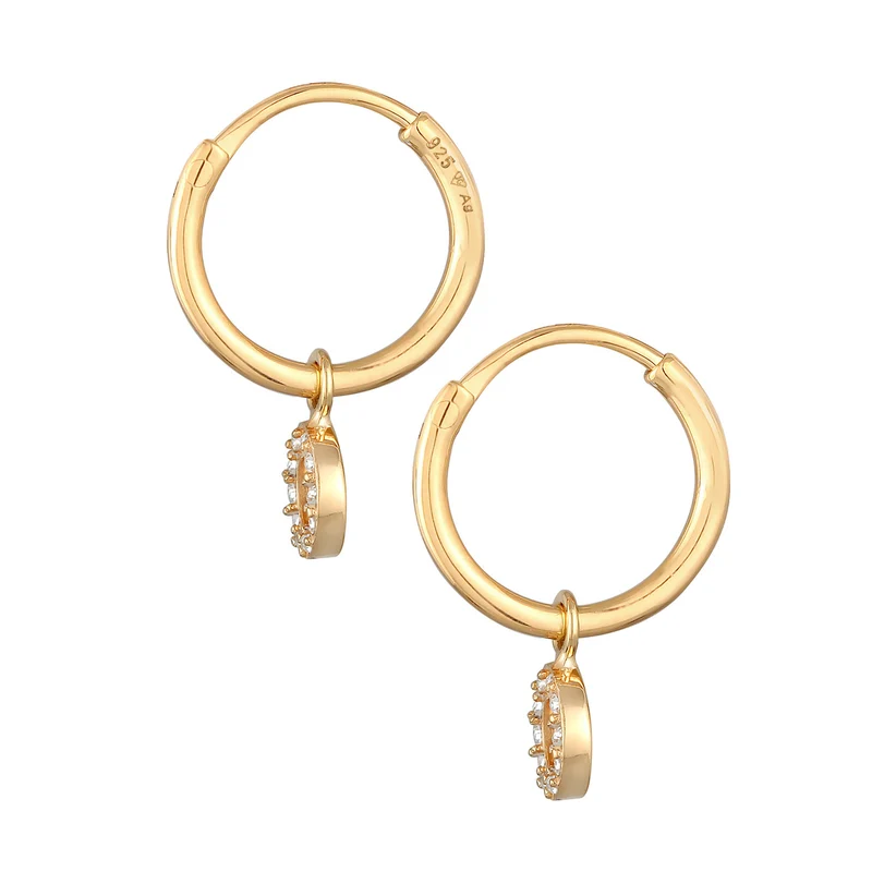 Creolen Kreis Anhänger | Mit Kristallen von Swarovski® (Weiß)