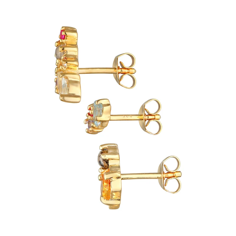 Ohrstecker Set | Labradorit, Topas, Mondstein (Bunt)