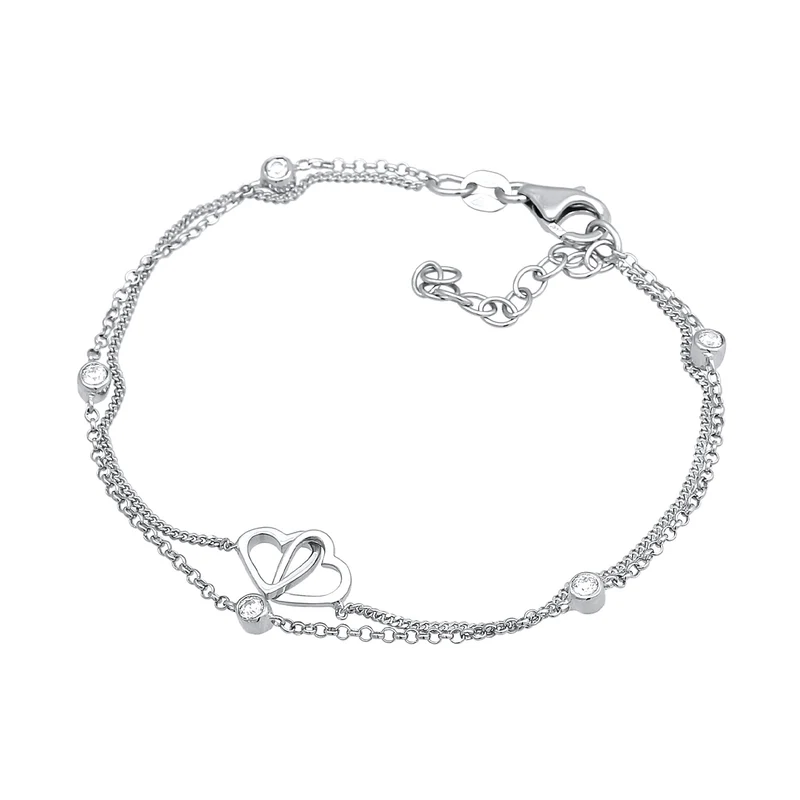 Layer-Armband Herz | Zirkonia (Weiß)