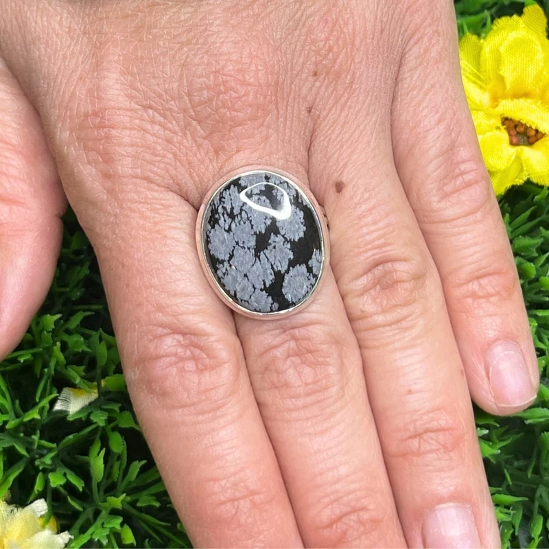 Schneeflocken-Obsidian-Ring #11