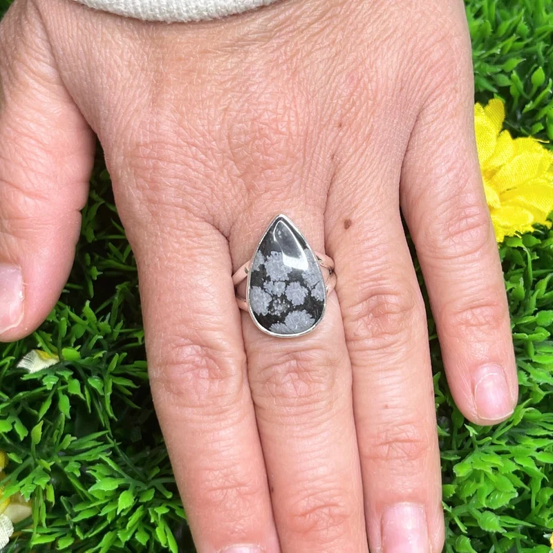 Schneeflocken-Obsidian-Ring #9