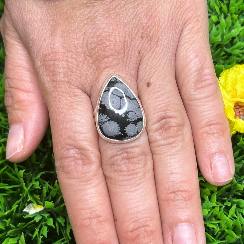 Schneeflocken-Obsidian-Ring #3