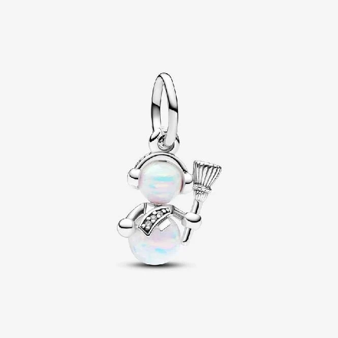 Opalescent Snowman Dangle Charms