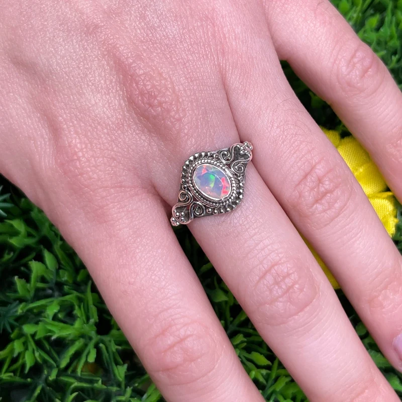 925 Silber äthiopischer Opalring #17