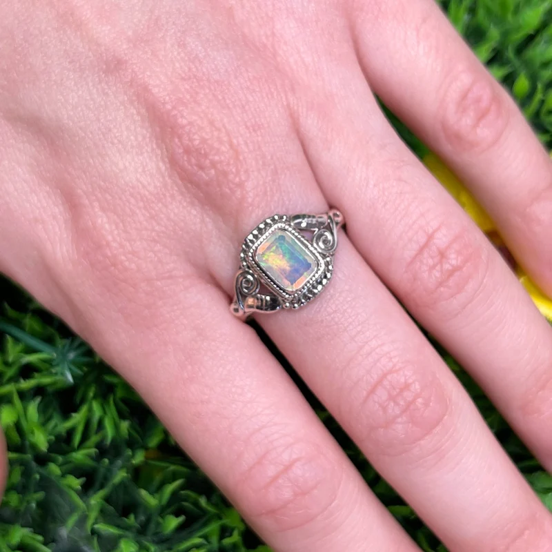 925 Silber äthiopischer Opalring #15