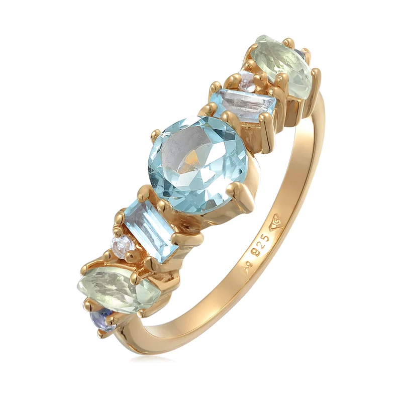 Ring Glamourös | Topas, Mondstein, Amethyst (Bunt)