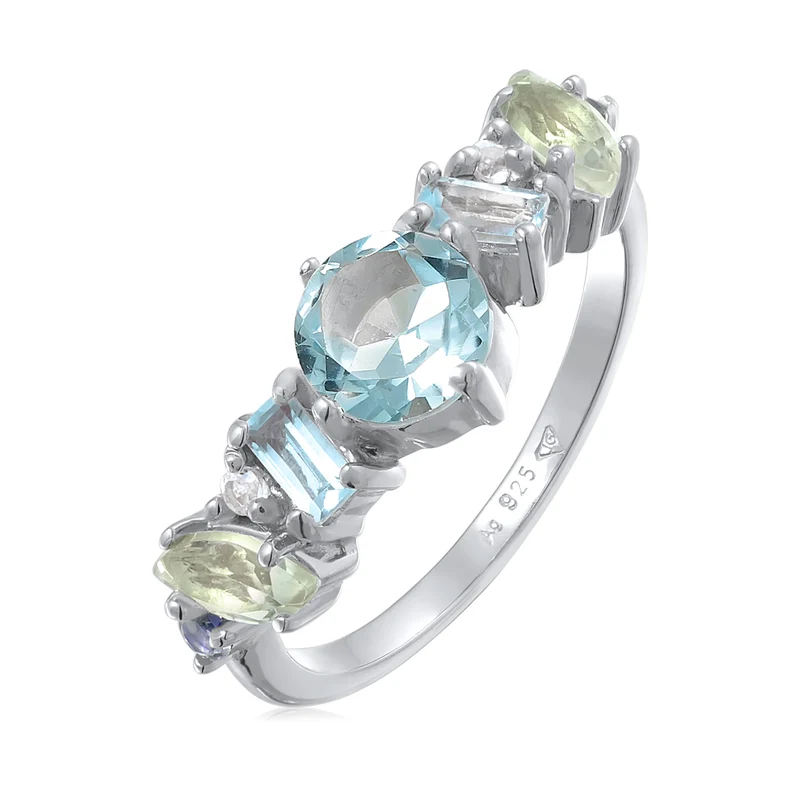 Ring Glamourös | Topas, Mondstein, Amethyst (Bunt)