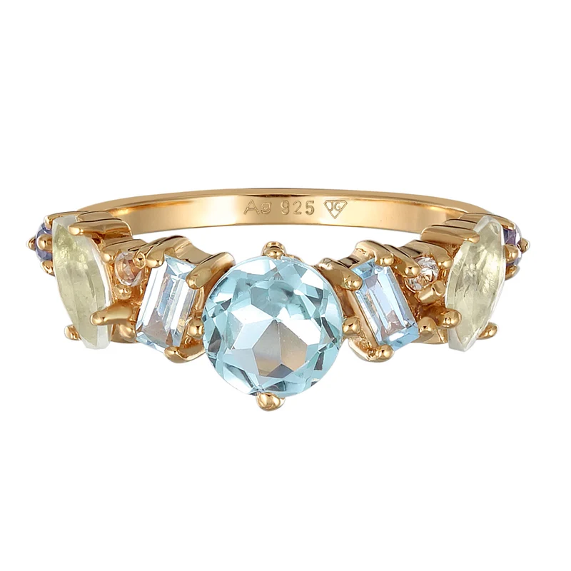 Ring Glamourös | Topas, Mondstein, Amethyst (Bunt)