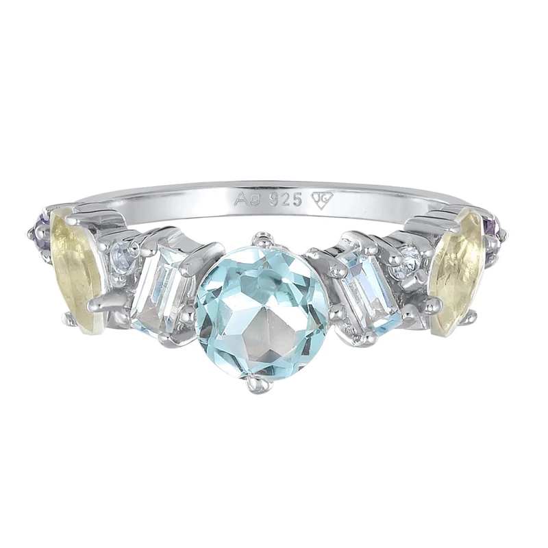 Ring Glamourös | Topas, Mondstein, Amethyst (Bunt)