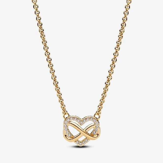 Gold Sparkling Infinity Heart Collier Necklace, 50cm