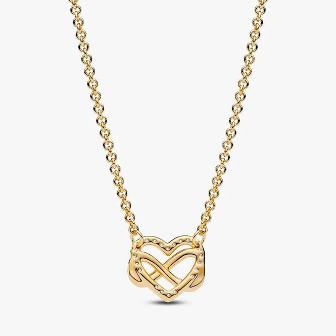Gold Sparkling Infinity Heart Collier Necklace, 50cm
